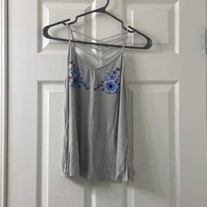 Grey tank with floral design